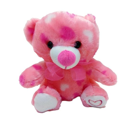 MTY International Co LTD Pink hearts Teddy Bear plush Stuffed 6" 2020 Valentines - Picture 2 of 8